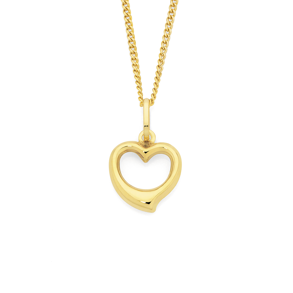 gold hollow heart pendant