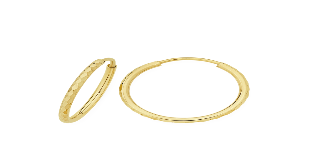 9ct Gold 15mm Diamond-cut Flex Hoop Earrings | Goldmark (AU)