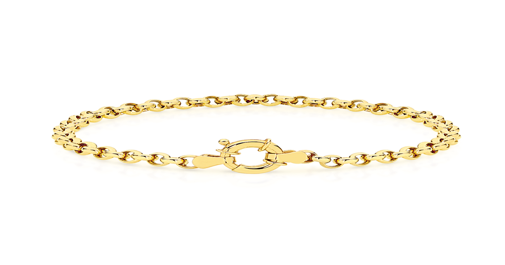 9ct Gold 19cm Hollow Belcher Bolt Ring Bracelet | Goldmark (AU)