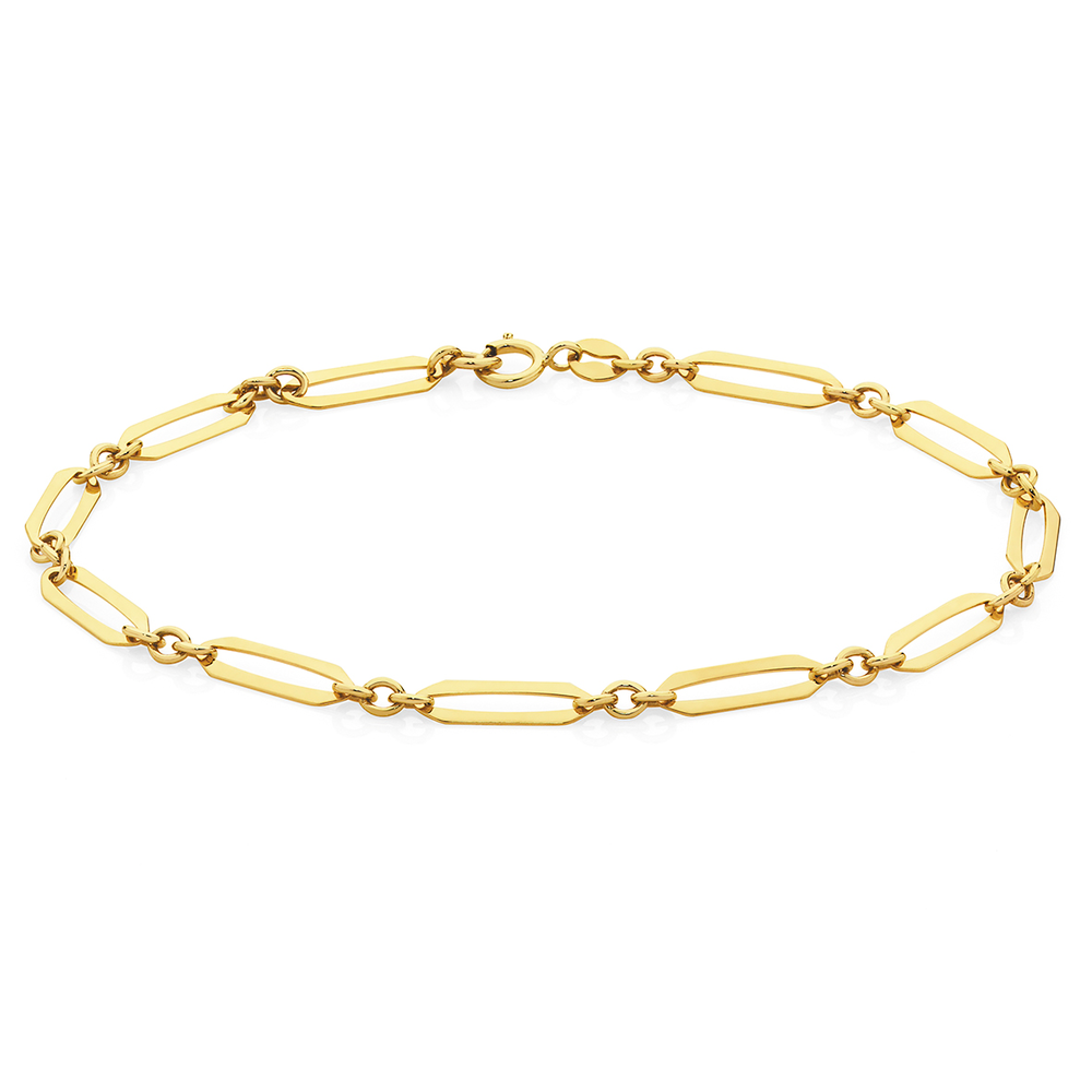 9ct Gold Paperclip Oval Chain Link Bracelet