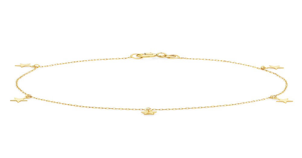 9ct Gold 19cm Multi Star Trace Bracelet | Goldmark (AU)