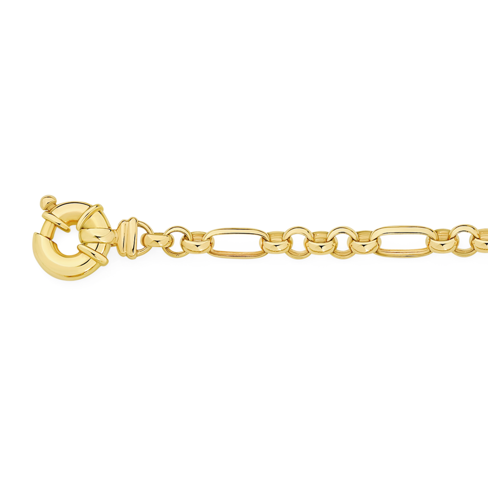 9ct Yellow Gold Hollow Figaro Bracelet 18cm7  Anklets  IBB London