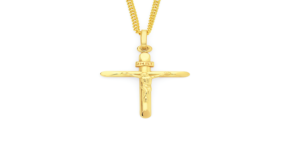 9ct Gold 24mm Crucifix 'inri' Cross Pendant | Goldmark (AU)