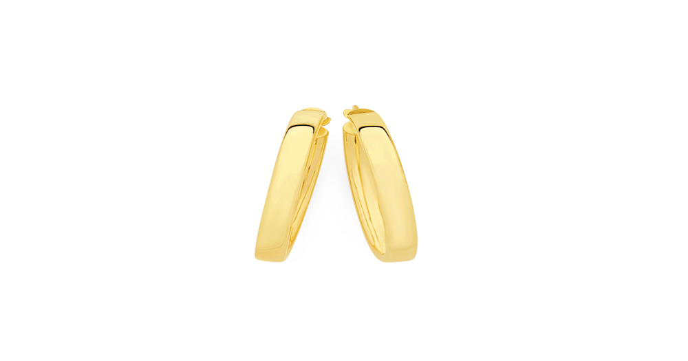9ct Gold 25mm Square Tube Hoop Earrings | Goldmark (AU)