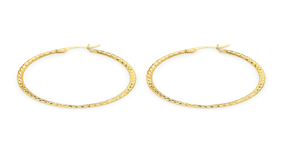 9ct Gold 30mm Sparkle Diamond-cut Hoop Earrings | Goldmark (AU)