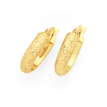 9ct gold diamond-cut open leaf hook drop earrings offer at Goldmark