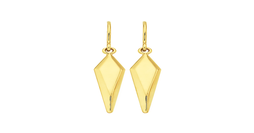 9ct Gold 3d Polished Pointed Hook Drop Earrings Goldmark Au 7775