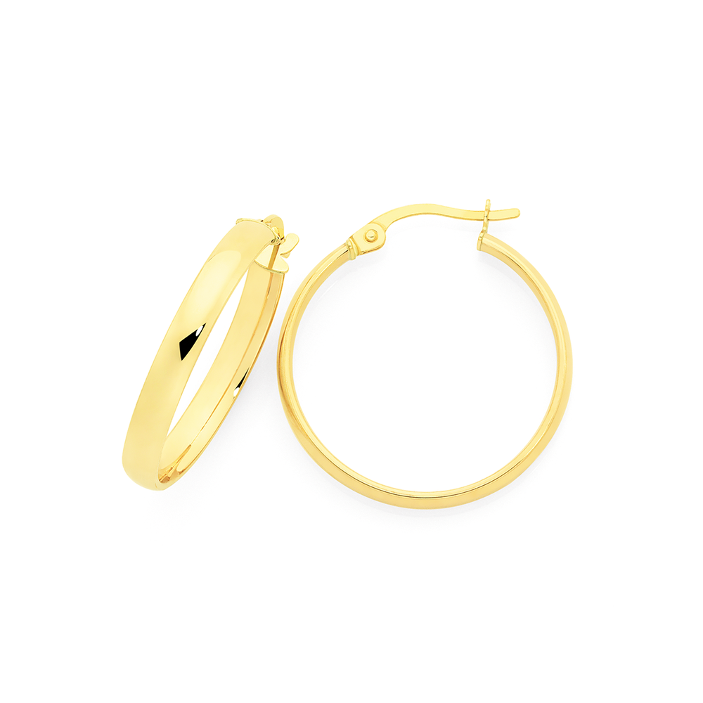 9ct Gold 3x10mm Half Round Hoop Earrings | Goldmark (AU)