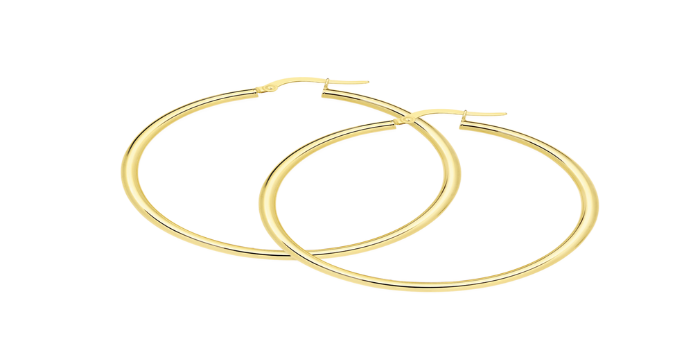 9ct Gold 40mm Polished Hoop Earrings | Goldmark (AU)