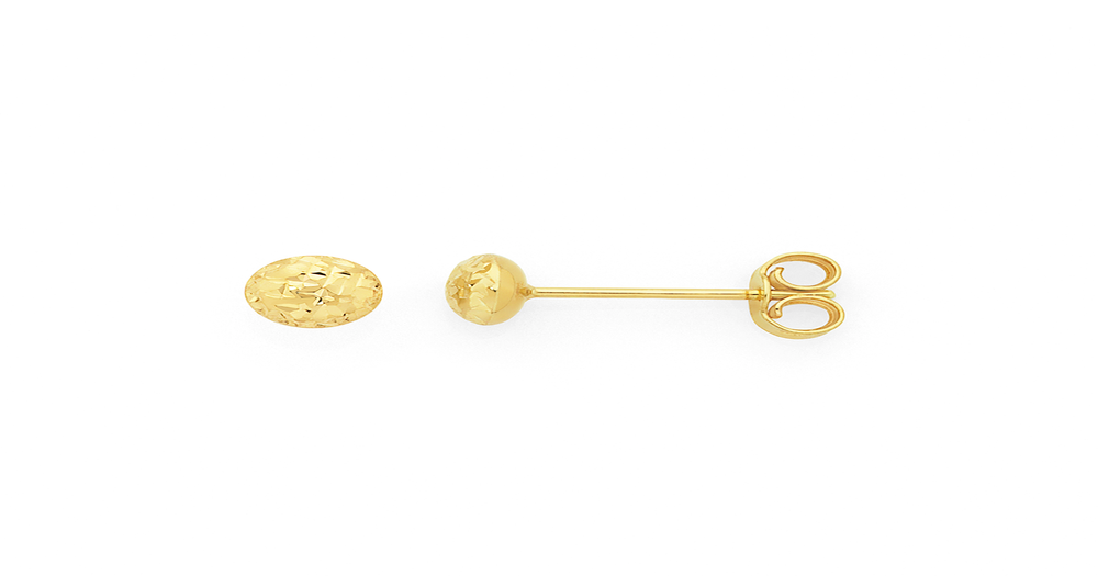 9ct Gold 4mm Diamond-cut Button Stud Earrings | Goldmark (AU)