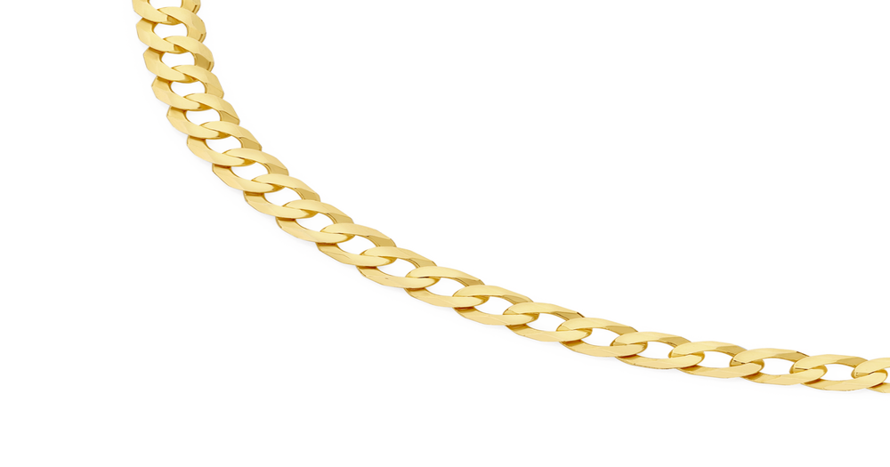 9ct Gold 55cm Solid Bevelled Curb Chain | Goldmark (AU)