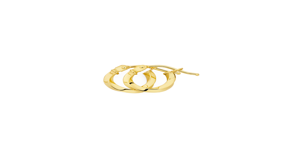 9ct Gold 6mm Square Twist Hoop Earrings | Goldmark (AU)