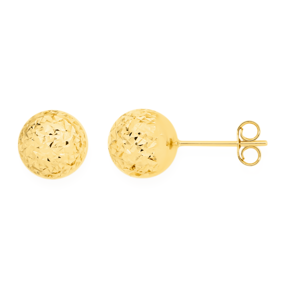 Diamond cut gold ball deals stud earrings