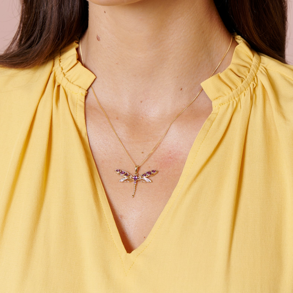 Amethyst dragonfly clearance necklace