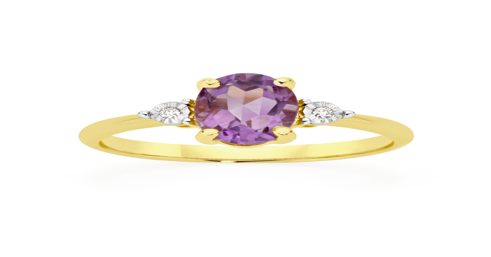 9ct Gold Amethyst & Diamond Ring in Purple | Goldmark (AU)