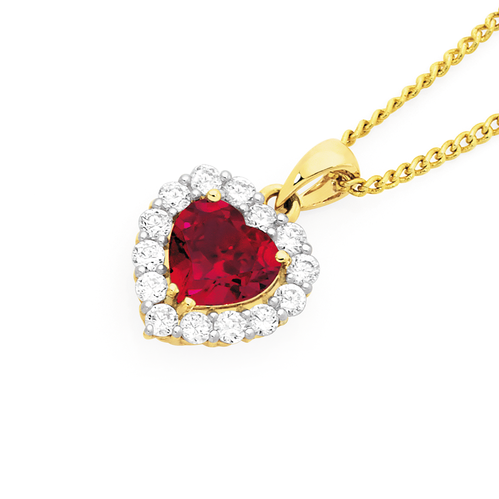 Gold heart deals necklace with ruby