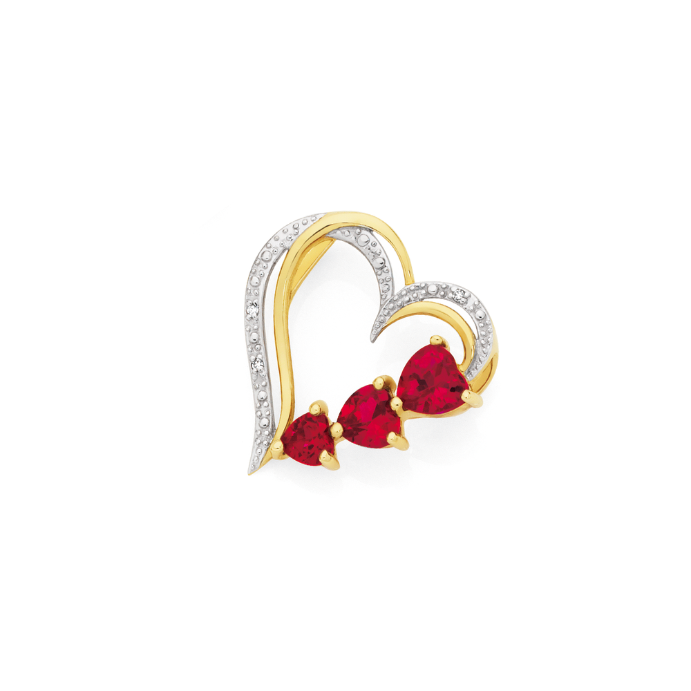 diamond and ruby heart pendant