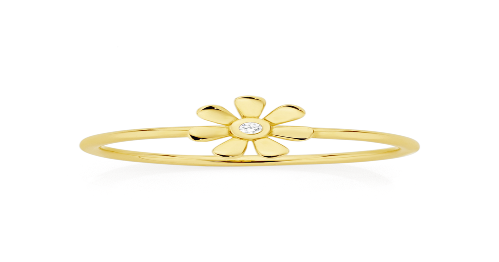 9ct Gold Cubic Zirconia Flower Ring in White | Goldmark (AU)