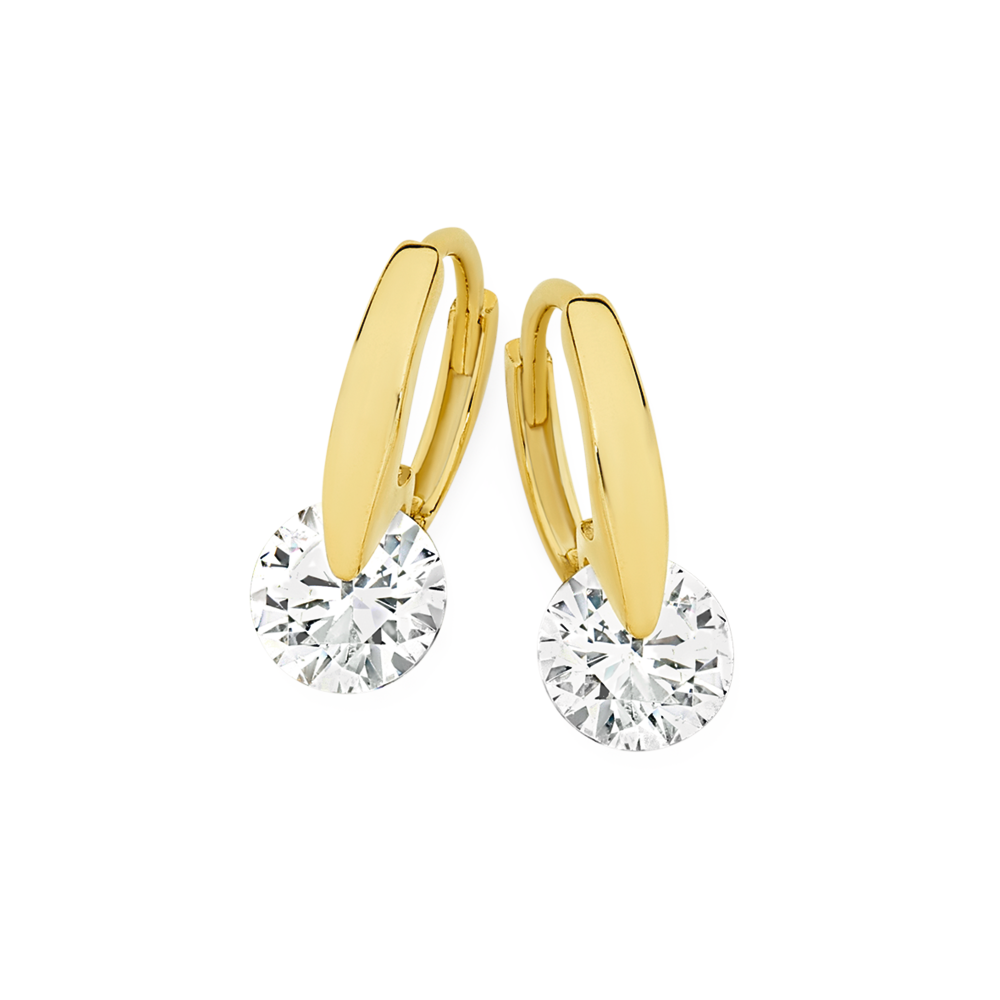 Gold cubic clearance zirconia huggie earrings