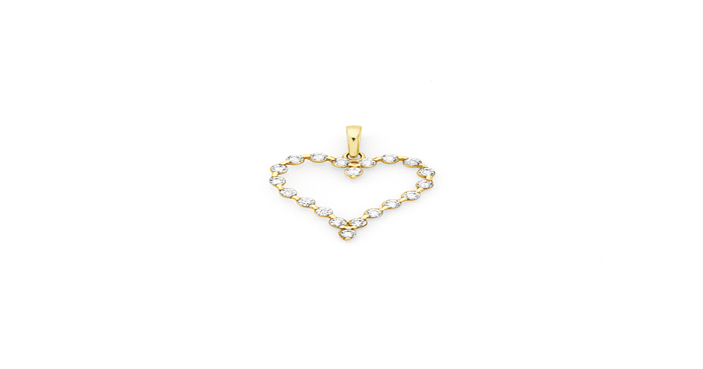 9ct Gold Cubic Zirconia Open Heart Pendant | Goldmark (AU)