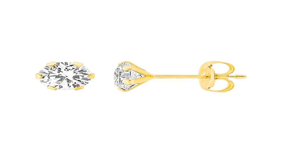 9ct Gold Cubic Zirconia Stud Earrings in White | Goldmark (AU)