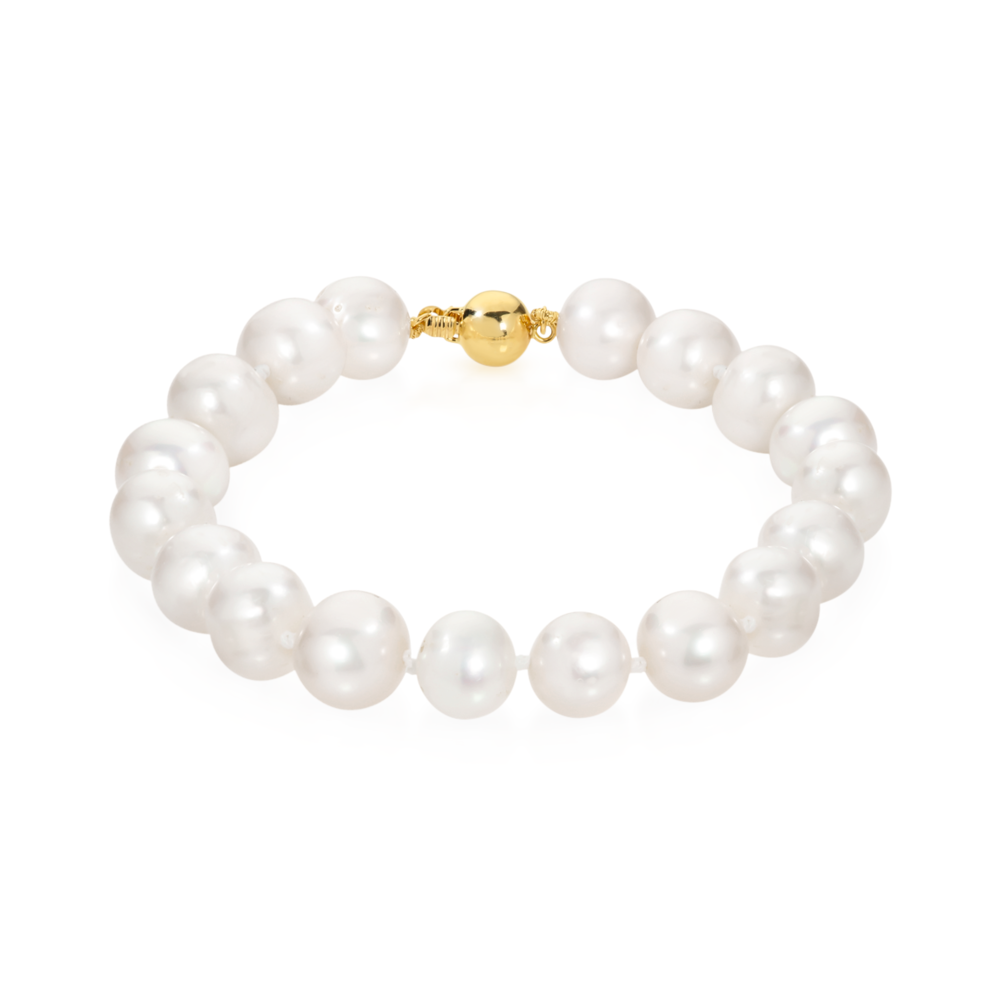9ct Gold Cultured Freshwater Pearl Bracelet in White | Angus & Coote