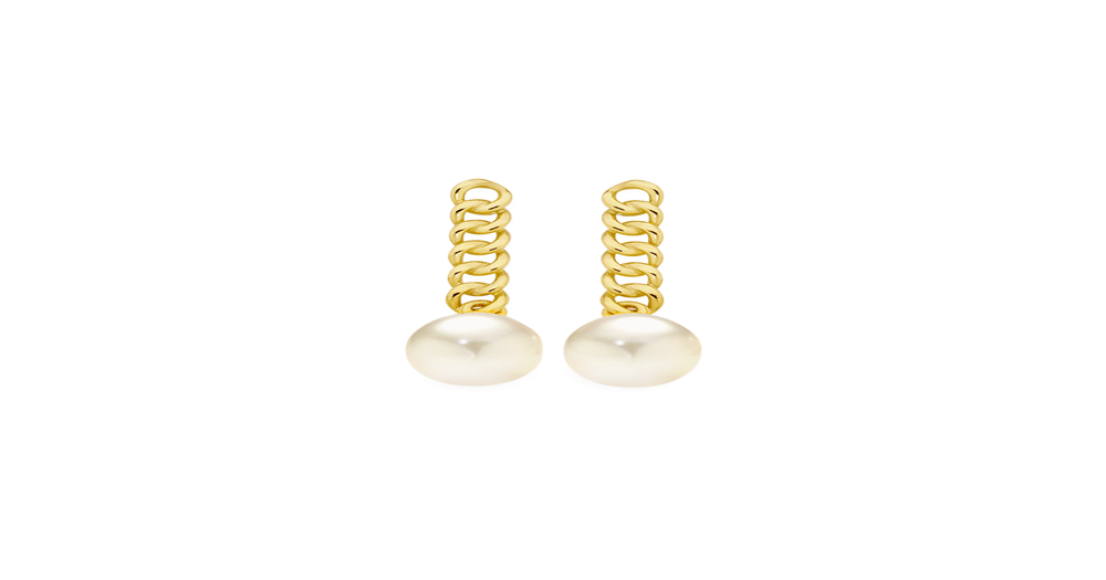 9ct Gold Cultured Freshwater Pearl Drop Stud Earrings in White ...