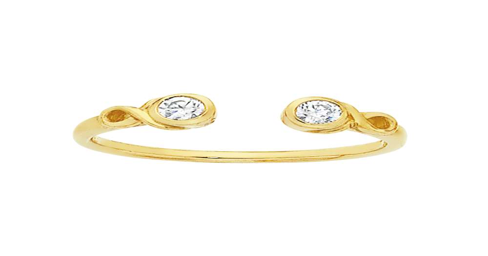 9ct Gold Cz Bezel Ends Toe Ring in White | Goldmark (AU)