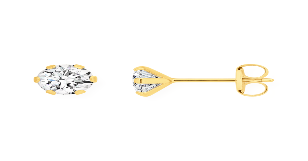 9ct Gold Cz Studs in White | Goldmark (AU)