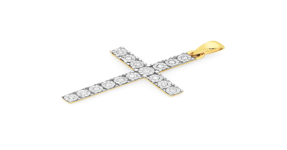 9ct Gold Diamond Cross Pendant | Goldmark (AU)