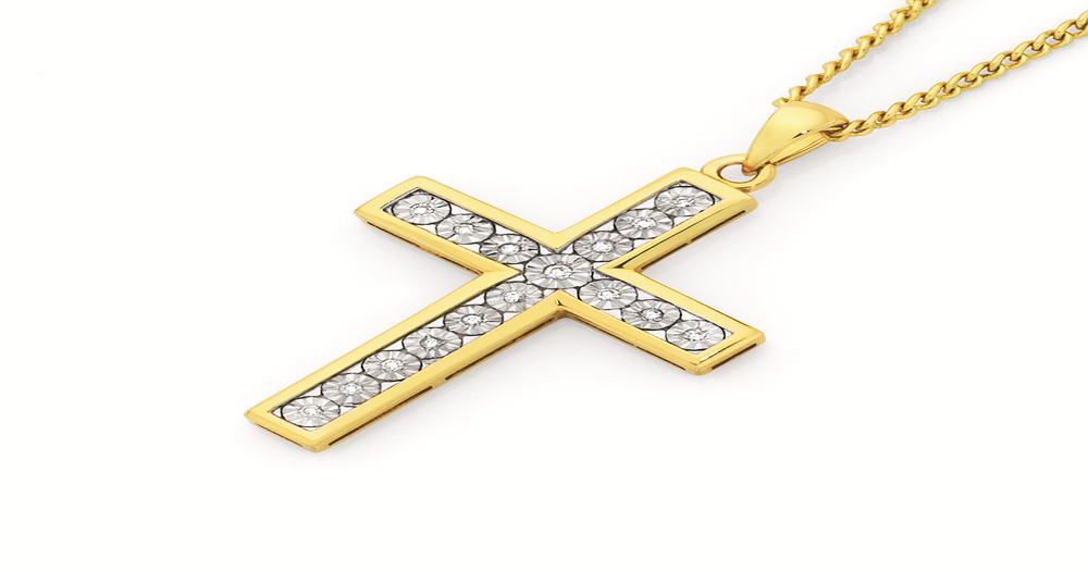 9ct Gold Diamond Cross Pendant | Goldmark (AU)