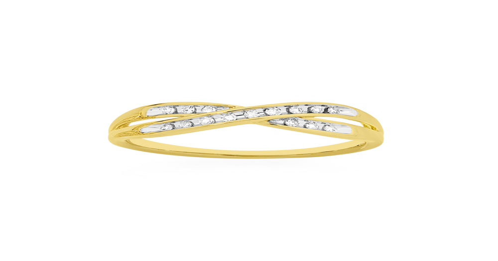 9ct Gold Diamond Crossover Ring | Goldmark (AU)