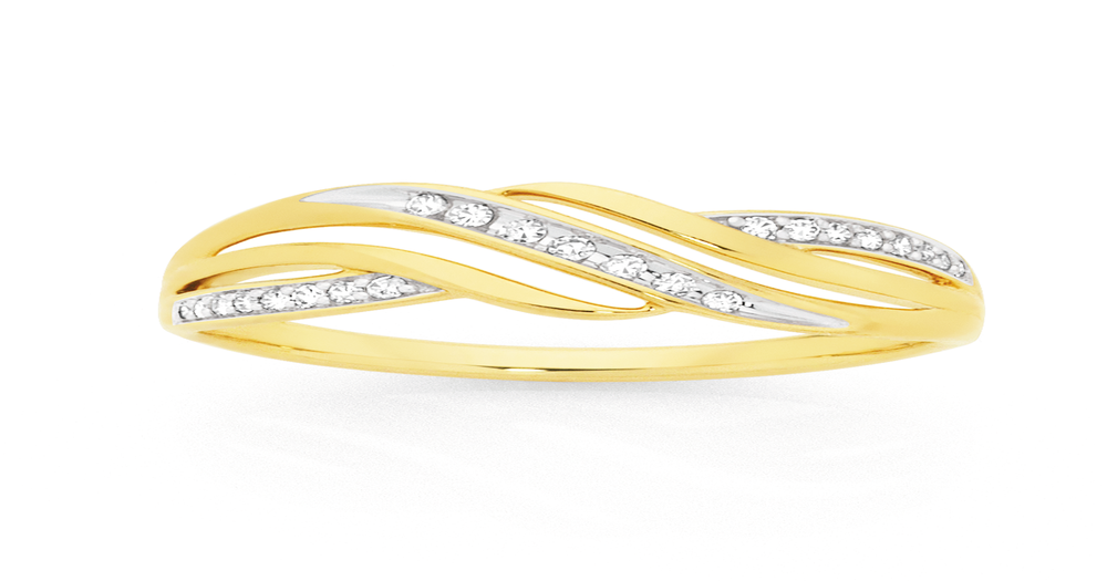 9ct Gold Diamond Crossover Ring | Goldmark (AU)