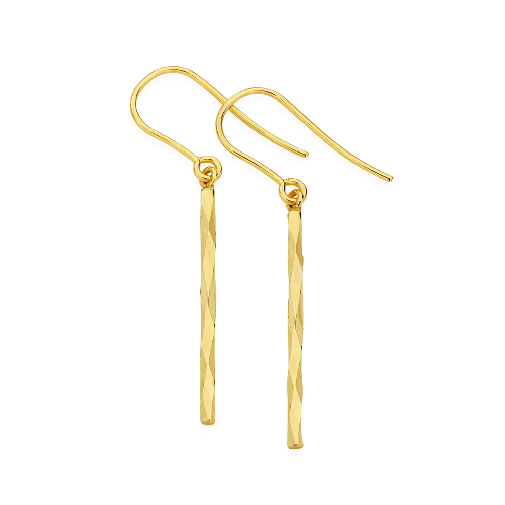 9ct gold diamond-cut open leaf hook drop earrings offer at Goldmark