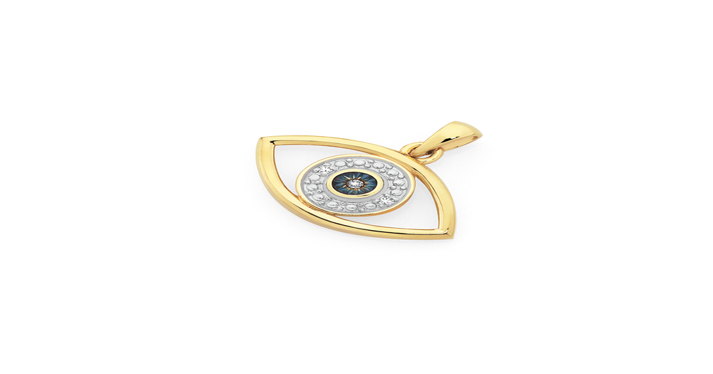 9ct Gold Diamond Evil Eye Pendant Goldmark (AU)