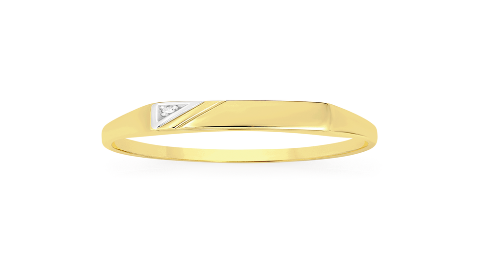 9ct Gold Diamond Gents Signet Ring | Goldmark (AU)