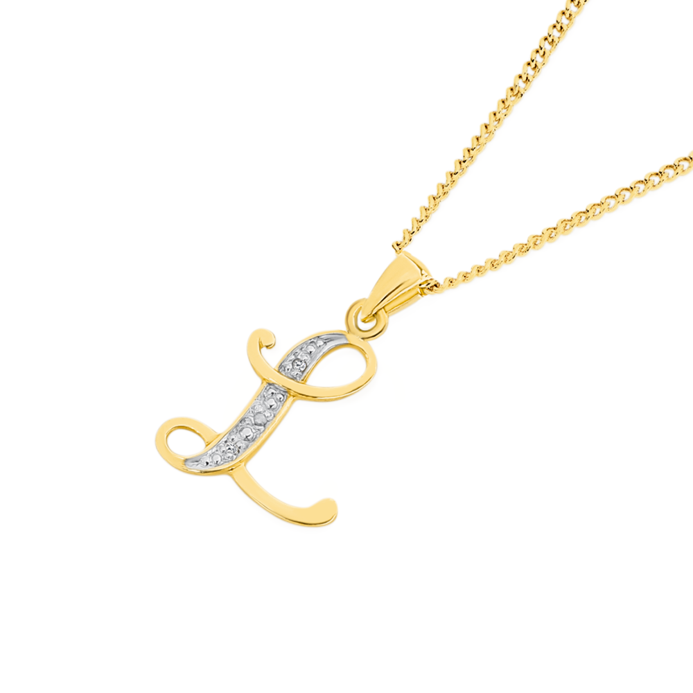 9ct Gold Diamond Initial R Pendant | Goldmark (AU)