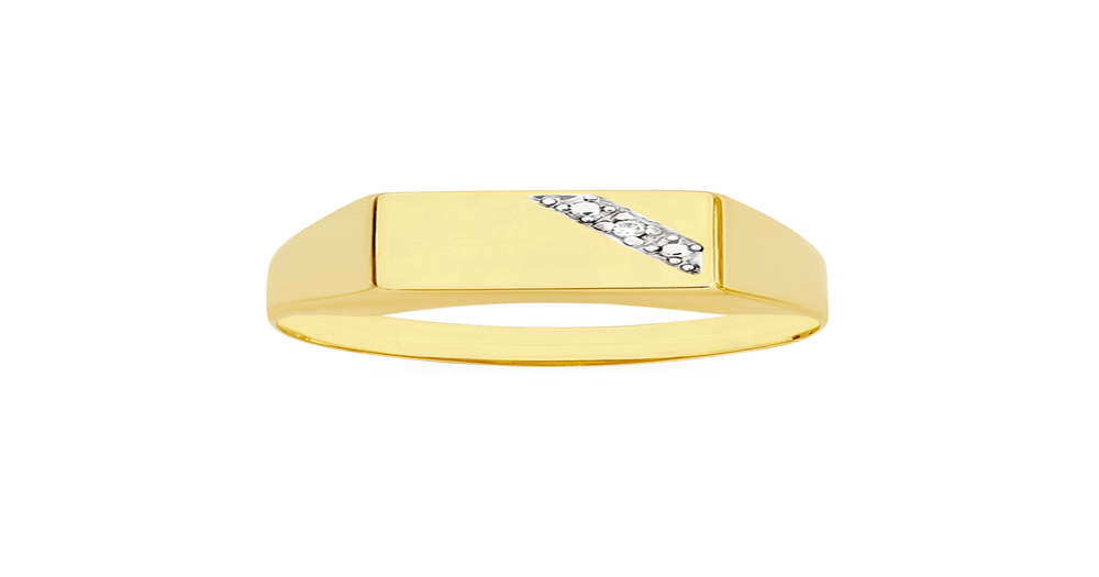 9ct Gold Diamond Set Gents Signet Ring | Goldmark (AU)