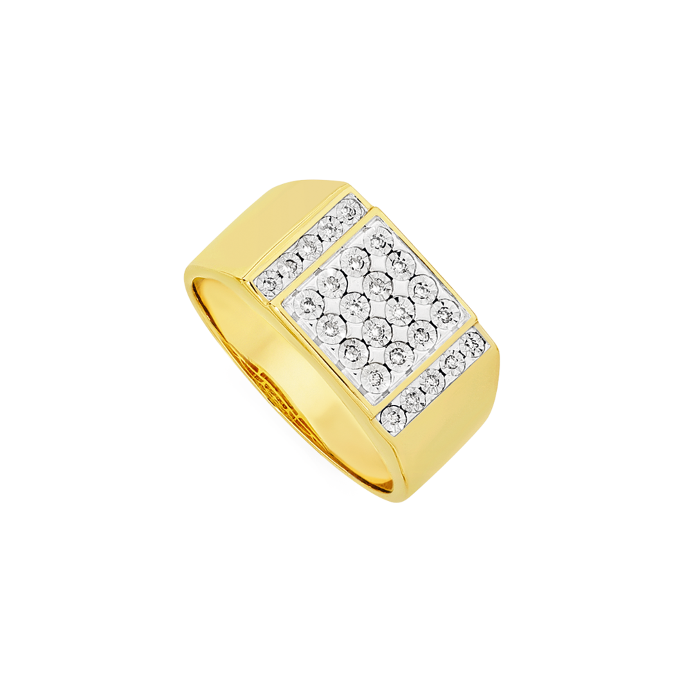 Gold square on sale diamond ring