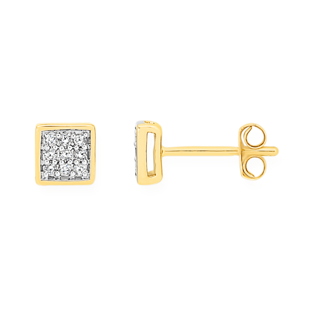 Square Rarity Diamond Stud Earrings-Candere by Kalyan Jewellers