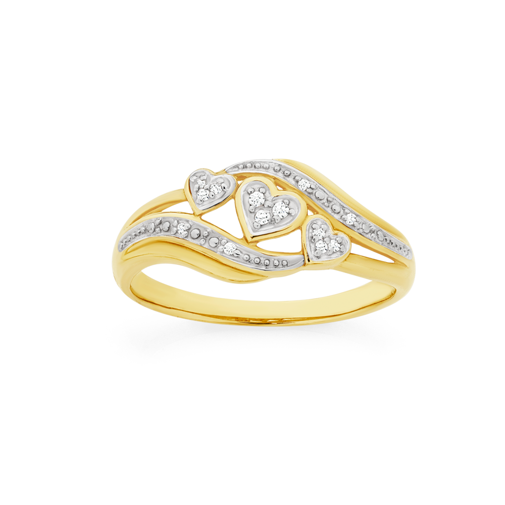 9ct gold diamond heart ring