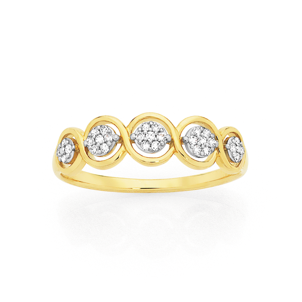 9ct Gold Diamond Twist Ring 8637350 176693 