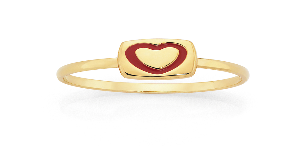 9ct Gold Enamel Heart Ring | Goldmark (AU)