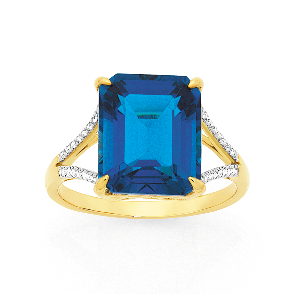 London blue topaz ring yellow deals gold