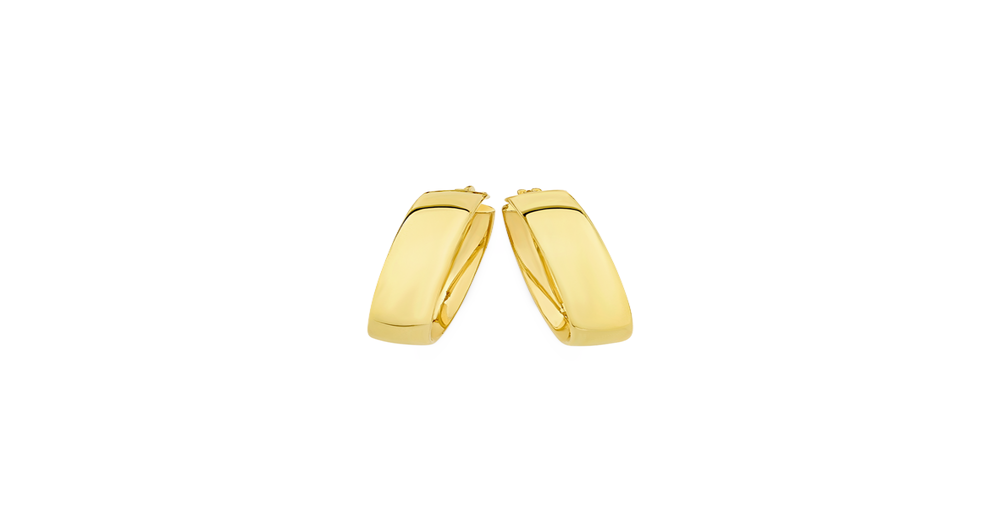 9ct Gold On Silver 6x25mm Half Round Hoop Earrings | Goldmark (AU)