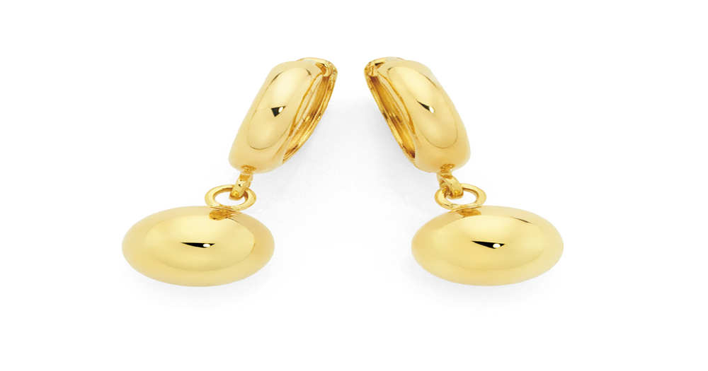9ct Gold On Silver Ball Drop Huggie Earrings | Goldmark (AU)