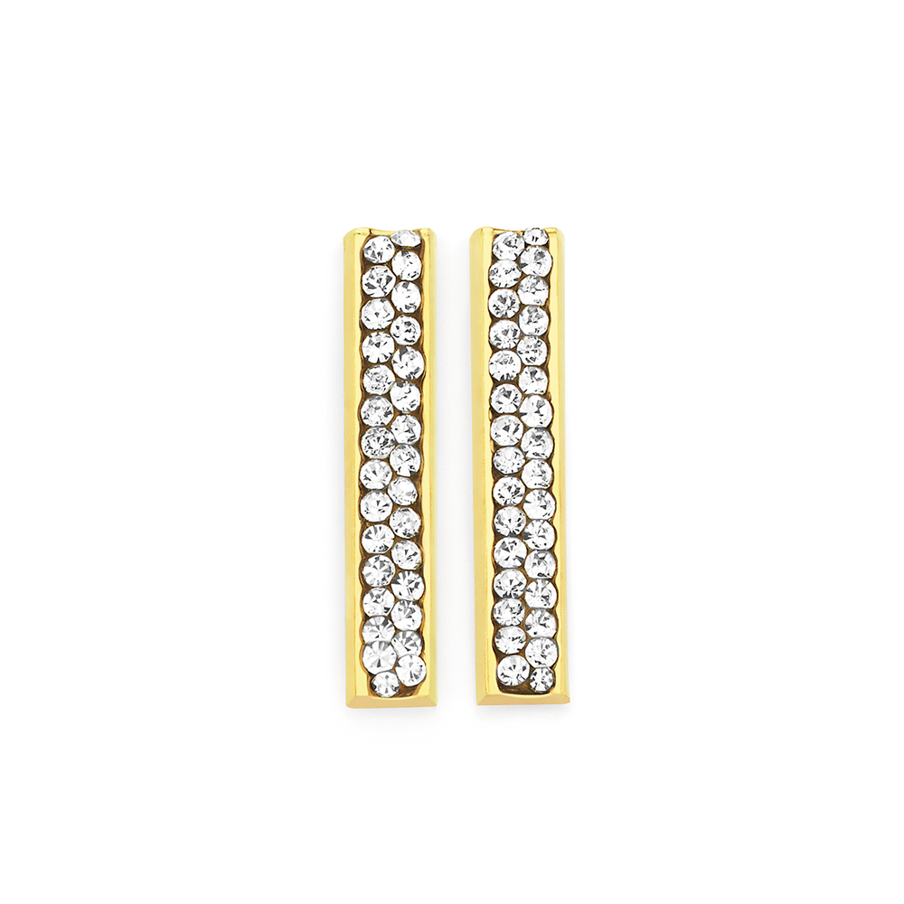 LV White & Gold Swarovski Crystal Stud Earrings – Nomad'r