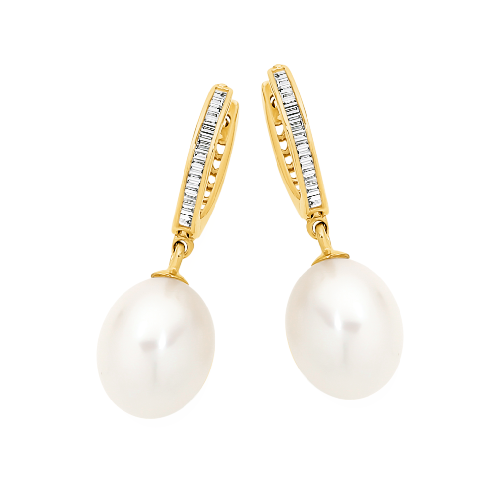 9ct White Gold Diamond Pearl Earrings from Colin Campbell  Co Online