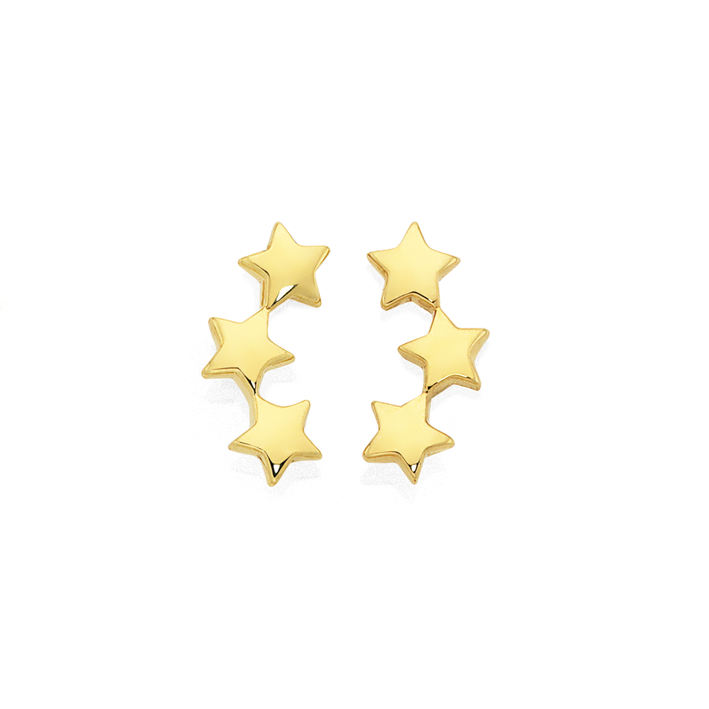 9ct fashion gold star stud earrings