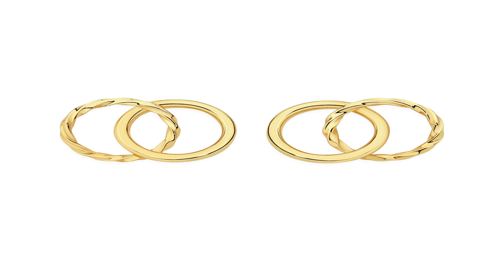 9ct Gold Twist & Polished Linked Circle Stud Earrings | Goldmark (AU)